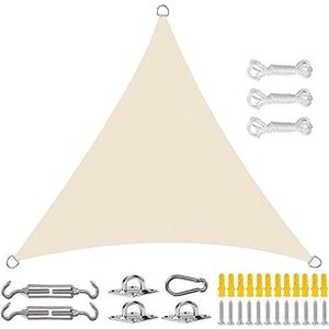 Zonnezeil Driehoekig Zonnescherm, Waterdichte Luifel, 95% Zonwering, UV-bescherming, Weerbescherming, Waterafstotend, Windbescherming En Scheurvaste Zonwering For Tuin (Color : Beige, Size : 2.4x2.4