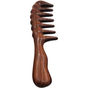 wooden scalp massager， 20cm Massage Comb Large Green Sandalwood Drop Shape Scalp Handle Comb