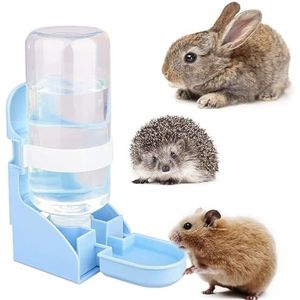 Drinkbak voor kleine dieren, Waterfles for kleine dieren, 500 ml, geen druppelwaterdispenser, hangende fontein, automatische waterdispenser, konijnenwaterfles (kleur: rood, maat: ONE SIZE) (Color : B