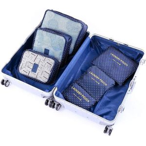 Packing Cubes Set 6 Stuks - Koffer Organizer - Travel Bag - Kleding Organizer Set - Backpack Kubussen - Opbergzakken - Backpack Cubes - Reizen - Blauw Cirkel