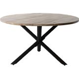 Eettafel Jim Rond 150cm Zwart - Mangohout - Giga Meubel