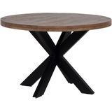 Eettafel Barn Rond Mangohout 120cm Naturel - Mangohout/Metaal - Giga Meubel