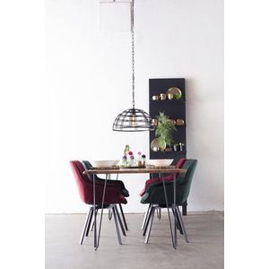 Eettafel Bruin - Boomstam & Metaal - Rechthoek - 240x100x76cm - Tafel Hairpin - Giga Meubel