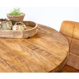 Eettafel Thijs Rond Mangohout Ø130cm Naturel - Mangohout/Hout - Giga Meubel