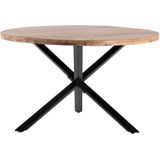 Eettafel Eljero Bruin Rond Ø130cm - IJzer/Mangohout - Giga Meubel