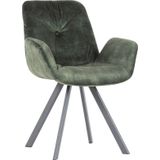 Eetkamerstoel Groen - Zithoogte 48cm - Velvet Stof - 61x62x84cm - Stoel Tedd - Giga Meubel