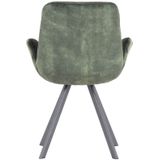 Eetkamerstoel Groen - Zithoogte 48cm - Velvet Stof - 61x62x84cm - Stoel Tedd - Giga Meubel