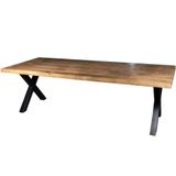 Eettafel Duncan 160cm Naturel - Metaal/Mangohout - Giga Meubel