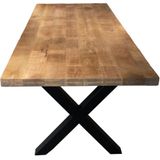 Eettafel Duncan 160cm Naturel - Metaal/Mangohout - Giga Meubel