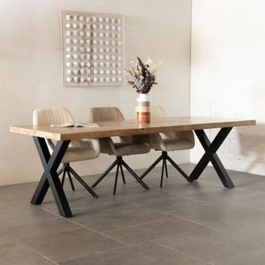 Eettafel Duncan 240cm Naturel - Mangohout/Metaal - Giga Meubel