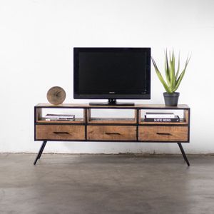 Tv Meubel Mangohout - IJzeren Frame - 160x40x60cm - Kast Mitchel - Giga Meubel