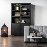 Vitrinekast Lotte Zwart 4drs - Metaal - Giga Meubel - 220x130cm