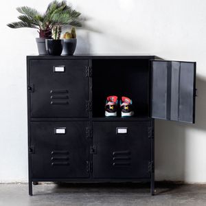 Locker New Vintage Zwart 4-deurs - Metaal - Giga Meubel - 105x95cm