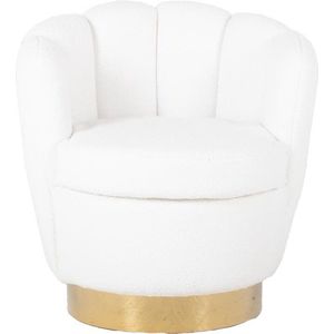 Fauteuil Quinty Wit Draaibaar - Teddy/Metaal - Giga Meubel