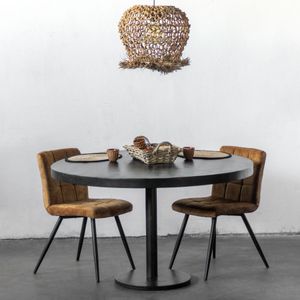 Eettafel Dinand Zwart 110cm - IJzer/Mangohout - Giga Meubel