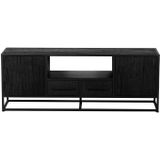 Tv Meubel Zwart - Mangohout - Metalen Frame - Pure Black M - Giga meubel