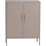 Lockerkast Taupe - Metaal - 2 Deuren - 85x40x110cm - Kast Pip - Giga Meubel