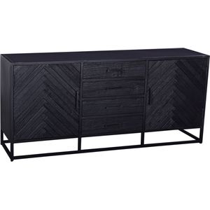 Dressoir Isa Zwart Visgraat Klein Mangohout - Metaal/Mangohout - Giga Meubel - 75x165cm