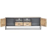 Tv Meubel Mangohout - Naturel/Zwart - 180cm - Kast Anne - Giga Meubel