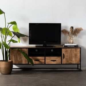 Tv-meubel Anne 180cm Mangohout Naturel - Metaal/Mangohout - Giga Meubel