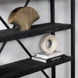 Giga Meubel - Boekenkast Zwart - Ijzer - Hout - 5 planken - Pure Black