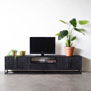 Tv-meubel Pure Zwart 200cm - Metaal/Mangohout - Giga Meubel