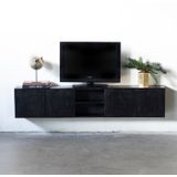 Giga Meubel - Zweven Tv-meubel - Ijzer|Hout - Zwart - 200x30x40 - Zen