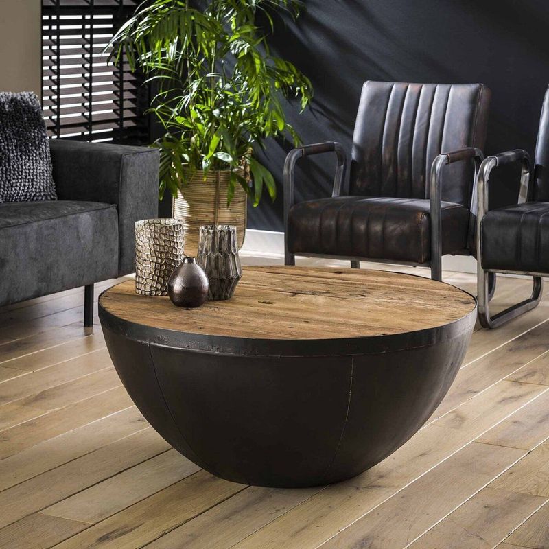 GM Salontafel Raft Robuust Hardhout Ø90cm Naturel
