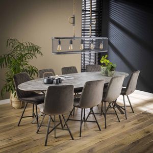 GM Eetkamertafel Betonlook Grijs Ovaal 240cm - Metaal