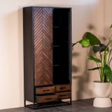 Wandkast Isa Bruin Visgraat Mangohout - Mangohout/Metaal - Giga Meubel - 200x90cm