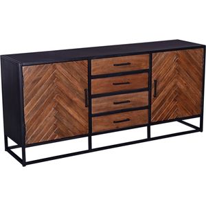 Dressoir Bruin - Visgraat - Mangohout - Kast Isa Klein - Giga Meubel