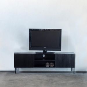 Tv-meubel Roman Zwart 150cm - Mangohout/Metaal - Giga Meubel