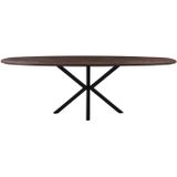 Eettafel Lissabon Bruin Ovaal 240cm - Metaal/Mangohout - Giga Meubel