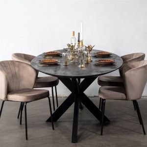Eettafel Ovaal Zwartcm - Mangohout & Metaal - Tafel Diamond - Giga Meubel