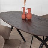 Eettafel Genève Bruin Ovaal 220cm - Mangohout/Metaal - Giga Meubel