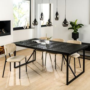 Eetkamertafel Visgraat - Zwart - 160x90x76cm - Tafel Amir - Giga Meubel