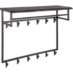 GM Kapstok Yucon Hoog 12 Haken Hoedenplank Zwart - Metaal/Hout