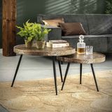 Salontafel Set van 2 - Antiek Brons - Rond - Metallic - Giga Meubel