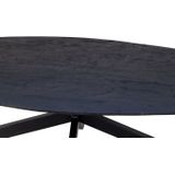 Salontafel Jordan Zwart Deens Ovaal 130cm - Mangohout/Metaal - Giga Meubel