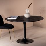 Eettafel Romeo Zwart Rond 120cm O-poot - Mangohout - Giga Meubel