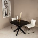 Eettafel Romeo Zwart Rond 120cm - Mangohout - Giga Meubel