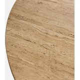 Eettafel Lucio Bruin Travertin 120cm - Mangohout/Travertin - Giga Meubel