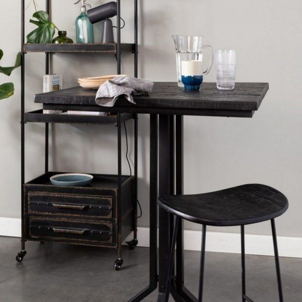 Set 4 Sgabelli Da Bar Industriali - Metallico Nero Con Seduta In Legno Massello, Altezza 66 Cm - Foto 9