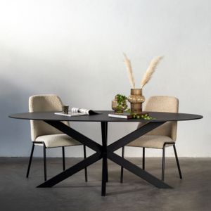 Eettafel Harper Fenix Zwart Ovaal 200cm - Fenix/Staal - Giga Meubel