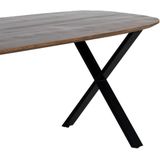 Eettafel Gordon Bruin Deens Ovaal 200cm - Mangohout/Metaal - Giga Meubel