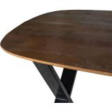 Eettafel Gordon Bruin Deens Ovaal 240cm - Mangohout/Metaal - Giga Meubel