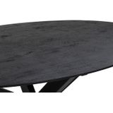 Eettafel Ziggy Zwart Ovaal 160cm X-poot - Mangohout/Metaal - Giga Meubel