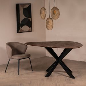 Eettafel Owen Kiezel Bruin Matrix-poot 160cm - Mangohout/Metaal - Giga Meubel