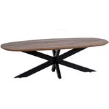 Salontafel Jordan Bruin Deens Ovaal 130cm - Metaal/Mangohout - Giga Meubel