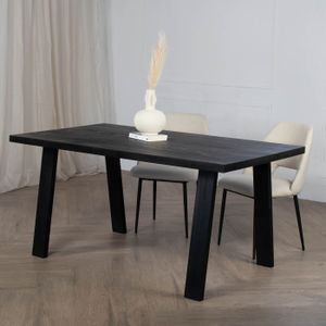 Giga Meubel - Eettafel Zwart - Mangohout - 160cm - Eettafel Nathan